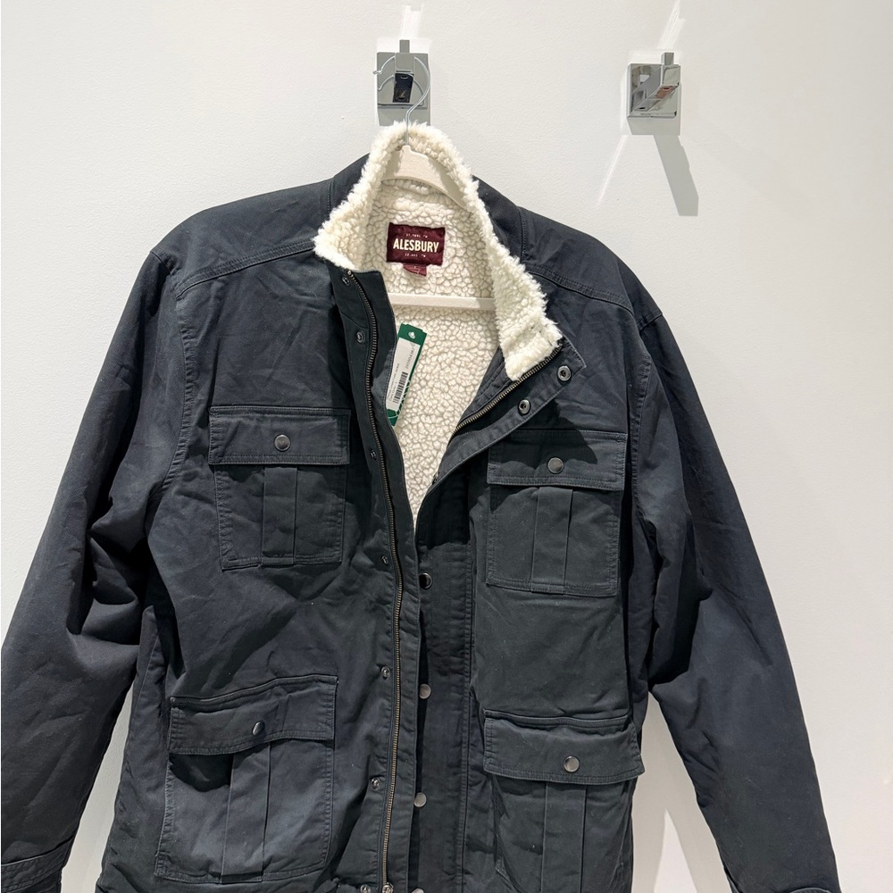 Men's Navy Blue Jacket with Sherpa Lining